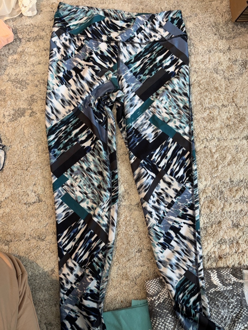 OFFERS OPEN! Pattern Mona B Women’s medium leggings in Teal Blue Black White